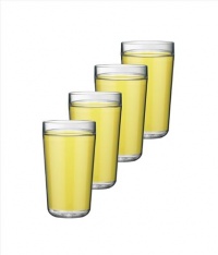 Kraftware Double Wall Insulated 24-Ounce Acrylic Drinkware, Lemon Yellow, Set of 4