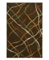 Composed with cool colors and markedly crisp designs, this abstract rug livens up any interior space. Super-soft, premium-quality wool is hand-carved for added depth and texture. Presenting deep hues of green, orange and burnt red, this distinctive piece will catch the eye in every room.