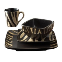 American Atelier Safari 16-Piece White Zebra Dinnerware Set