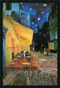 Cafe Terrace At Night Framed with Gel Coated Finish by Vincent van Gogh Framed