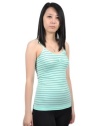 Soho Apparel Seamless Sexy Camisole Stripe Spaghetti Strap Tank Top SG-T04-Aqua-Nylon Spandex