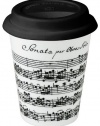 Konitz Vivaldi Libretto White 9-Ounce Travel Mugs and Silicon Lid, White/Black, Set of 2