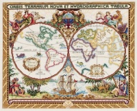 Janlynn Cross Stitch Kit, 15-Inch by 18-Inch, Olde World Map