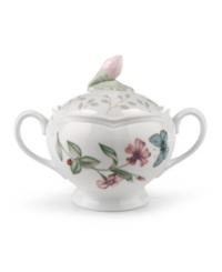 Serving pieces coordinate with the mix-and-match dinnerware for a complete customized collection. In varied floral and butterfly designs. Dishwasher safe.