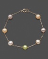 Pretty pearls in a variety of colors. This delicate children's pearl bracelet features multicolored cultured freshwater pearls (5-6 mm) set in 14k gold. Approximate length: 6 inches.