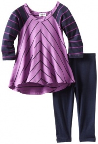 Splendid Littles Baby-girls Infant Lacrosse Stripe Tunic Set, Purple/Navy, 18-24 Months