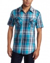 Burnside Men's Cake Short Sleeve Plaid Woven Shirt