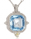 Judith Ripka Estate Estate Ascher Cut Stone Blue Topaz Pendant Necklace