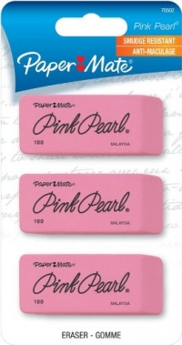 PaperMate Pink Pearl Premium Medium Rubber Eraser, 3-Count (70502PP)