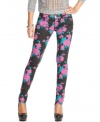 In living color: Celebrity Pink Jeans' floral-print skinnies fill your world with the kind of neon-brightness that totally lights-up a dreary day.