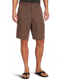 Cubavera Men's Flat Front Linen Blend Herringbone Textured Cargo Short