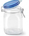 Bormioli Rocco Fido Square Jar with Blue Lid, 33-3/4-Ounce