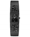 Gothic glam, by GUESS. This alluring watch from GUESS flaunts a black bangle bejeweled with moody crystals.