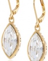 T Tahari Essentials Navette Crystal Gold Colored Drop Earrings