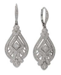 Refined and radiant. Eliot Danori's Grandeur lever-back drop earrings are crafted from rhodium-plated brass, with glass and cubic zirconia (1/4 ct. t.w.) adding luster. Approximate drop: 1-1/4 inches.