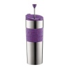 Bodum Stainless Steel 16-Ounce Vacuum Travel Press Coffee Maker with Purple Silicone Grip