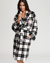 Lend a whole lot of warmth to your at-home look with this luxuriously soft Lauren Ralph Lauren plaid robe.