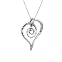 Sterling Silver Freeform Spiral Heart Gift Necklace