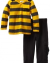 Splendid Littles Baby-Boys Newborn Charcoal Rugby Stripe Mix V-Neck Set, Oro, 18-24 Months