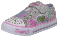 Skechers Infant Girls' Twinkle Toes Shuffles Brite Wing Vegan Shoes,Silver/Multi,6 M US