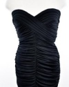 Tadashi Shoji Black Strapless Elegantly Ruched Chiffon Dress