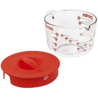 Pyrex Prepware 8-Cup Measuring Cup, Clear with Red Lid and Measurements