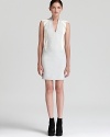 Luxe leather takes on the brand's signature sleek structure in this paneled Helmut Lang combo dress.