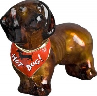 Joy to the World Collectibles European Blown Glass Pet Ornament, Dachshund Red with Red Bandana