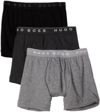 HUGO BOSS Men's Open Vent Boxer 3 Pack, Black/Light Grey/Charcoal, Large