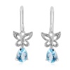 Diamond & Blue Topaz Butterfly Earrings in Sterling Silver