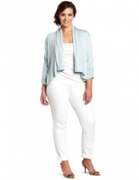 Karen Kane Women's Plus-Size Shirred Drape Jacket, Aqua, 3X