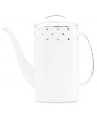 Pave your table in polka dots for fine dining without the formality. From kate spade new york dinnerware, the Larabee Road coffee pot features luxe bone china with platinum accents that combine easy elegance and irresistible whimsy.