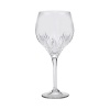 Delicately cut fine crystal stemware adds a graceful note to your formal dining. Shown from left to right: iced beverage, goblet, wine, flute.