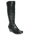 A night out on the town beckons, and the Oril tall wedge boots from DKNY Collection are up for the task.