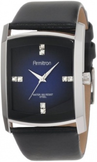 Armitron Men's 204604DBSVBK Dress Swarovski Crystal Accented Silver-Tone Black Leather Strap Watch