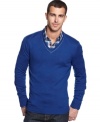 A touch of silk makes this handsome v-neck sweater by BOSS Black extremely soft.