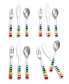 Get a handle on casual entertaining with bright and cheery Fiesta flatware. Fun for cocktail parties and a perfect fit for kids, these pint-sized forks, knives and spoons set the tone for celebration.