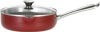 WearEver A8279784 Cook and Strain Nonstick Stainless Steel Handle Red Metallic Exterior 3.3-Quart Jumbo Cooker Fry Pan with Glass Lid Cookware, Red