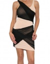 Women's Alice + Olivia Shelly Drape Tank Dress in Nude/Black Size 4