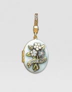 Aquamarine-colored CRYSTALLIZED - Swarovski Elements sparkle on this handcrafted, hand-enameled birthstone locket that opens to hold a favorite photo. Crystal Enamel 18k goldplated brass & brass-plated pewter Month indicated on the back Length, about 1¼ Width, about 1 Spring clip clasp Made in USA