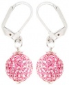 Royal Diamond Crystal CZ Pave Disco Ball Iced Out Earrings (Pink)