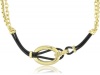 T Tahari Linked In Double Chain and Leather Necklace