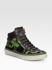 A perfect choice for the hot stepper with high style, this lace-up classic is remarkably crafted in camo-printed pony hair with leather panel details.Pony hair upperLeather liningPadded insoleRubber soleMade in Italy