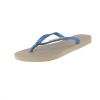 HAVAIANAS SLIM LOGO METALLIC SAND / CARBON WOMENS THONG Size 4M