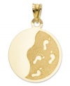 This iconic charm makes the perfect gift of friendship. Crafted in 14k gold, one side features footprints in the sand, while the other features the words: When you only saw one set of footprints, it was then that I carried you. Chain not included. Approximate length: 9/10 inch. Approximate width: 6/10 inch.