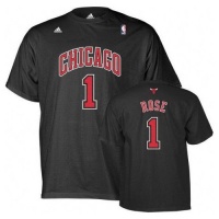 Derrick Rose Chicago Bulls Adidas Game Time NBA Player Black T-Shirt