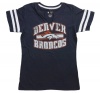 NFL Denver Broncos Go For Two II Split Neck Women's Short Sleeve T-Shirt, Athletic Navy/White