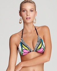 The Age of Aquarius is here-stay in tune with the times in this swimmingly psychedelic string bikini top by Trina Turk-groovy, baby.