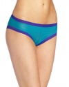 OnGossamer Women's Mesh Boyshort Panty, Turquoise/Caicos/Deep Cobalt, Medium