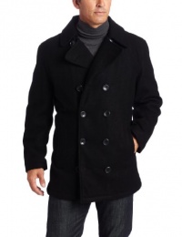 London Fog Men's Admiral Double Breasted Notch Collar Peacoat